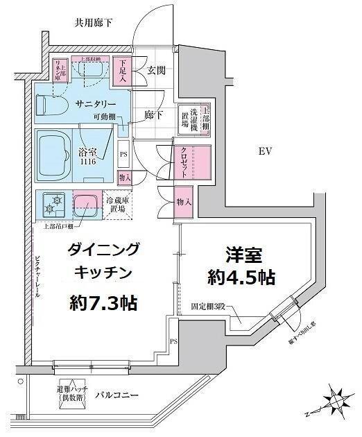 クレヴィアリグゼ三軒茶屋(1DK/11階)の間取り写真