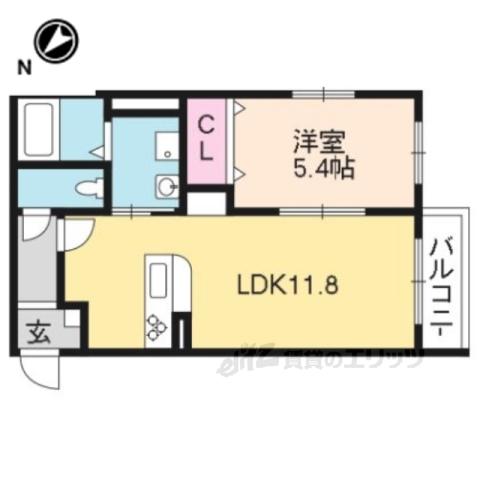 ハートフル下戸山(1LDK/3階)の間取り写真