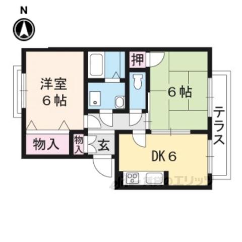 ラフィーネ北山(2DK/2階)の間取り写真