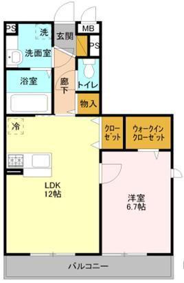 ジェンネット(1LDK/3階)の間取り写真