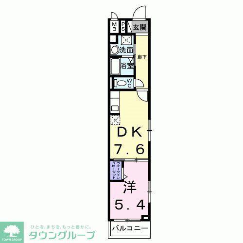 グランデ蒲生茜町(1DK/2階)の間取り写真