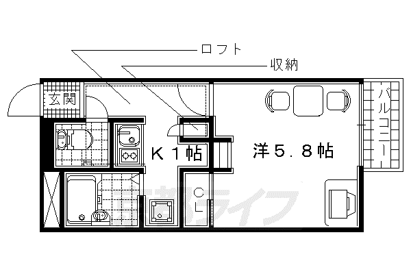 レオパレス オグラ(1K/1階)の間取り写真