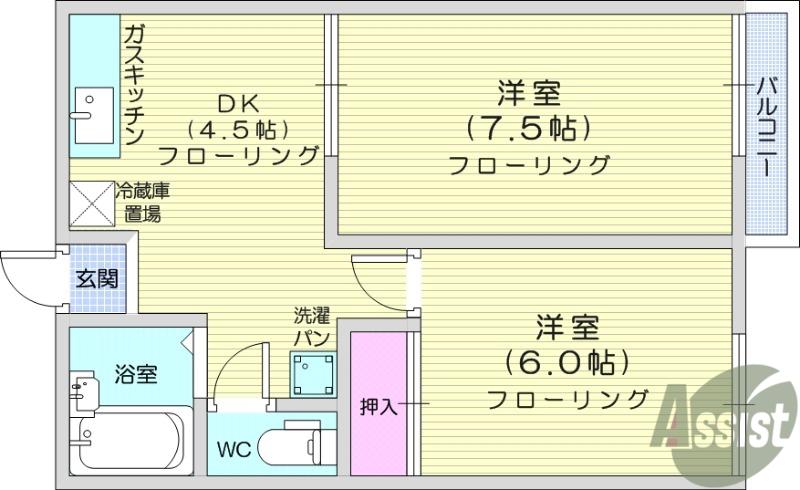 フローレンス福室(2DK/2階)の間取り写真