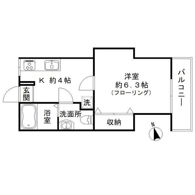 ハウス7(1K/2階)の間取り写真