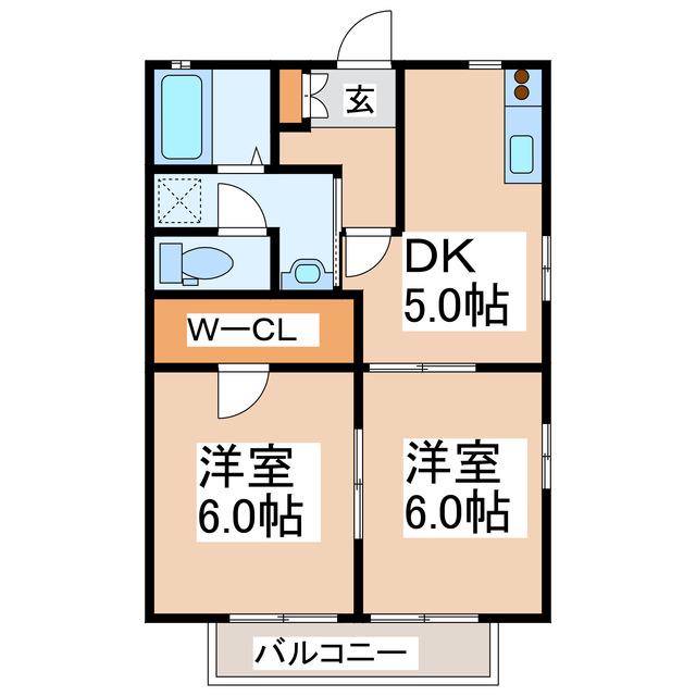 ディアス大慶(2DK/1階)の間取り写真