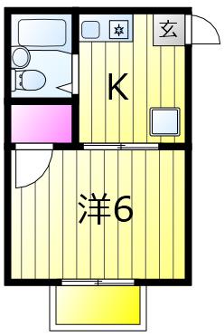 アフタヌーンクロダPARTII(1K/2階)の間取り写真