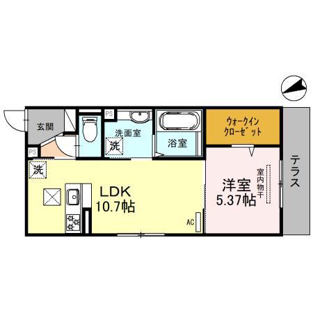 ウエスト GARDEN HILLS(1LDK/2階)の間取り写真