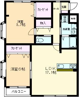 エフ弐番館(2LDK/2階)の間取り写真