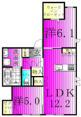 フォルトゥーナ(2LDK/1階)の間取り写真