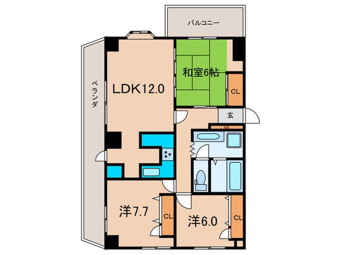アジュールときわ台(3LDK/4階)の間取り写真