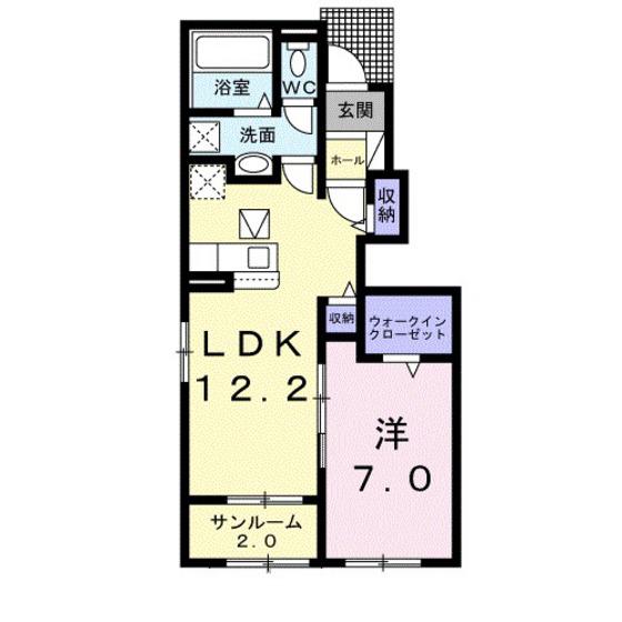 ベルコートA(1LDK/1階)の間取り写真