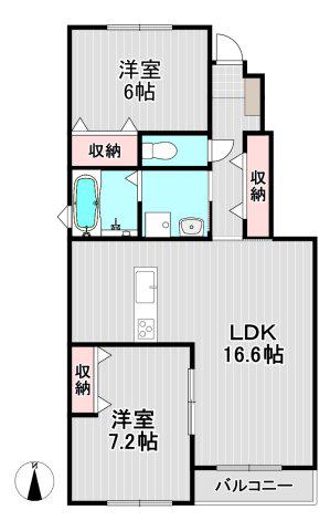 ラブーム馬場(2LDK/1階)の間取り写真