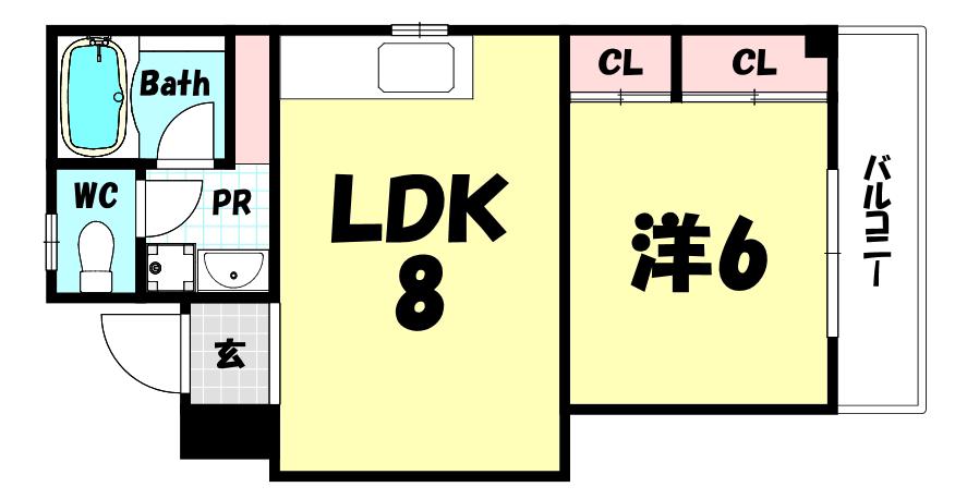新生ビル(1LDK/2階)の間取り写真