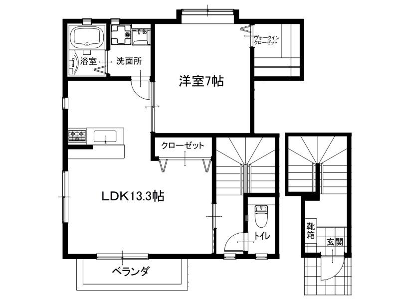アミスター吉岡II1(1LDK/2階)の間取り写真