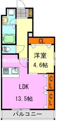 ミリアビタ大森台(1LDK/2階)の間取り写真