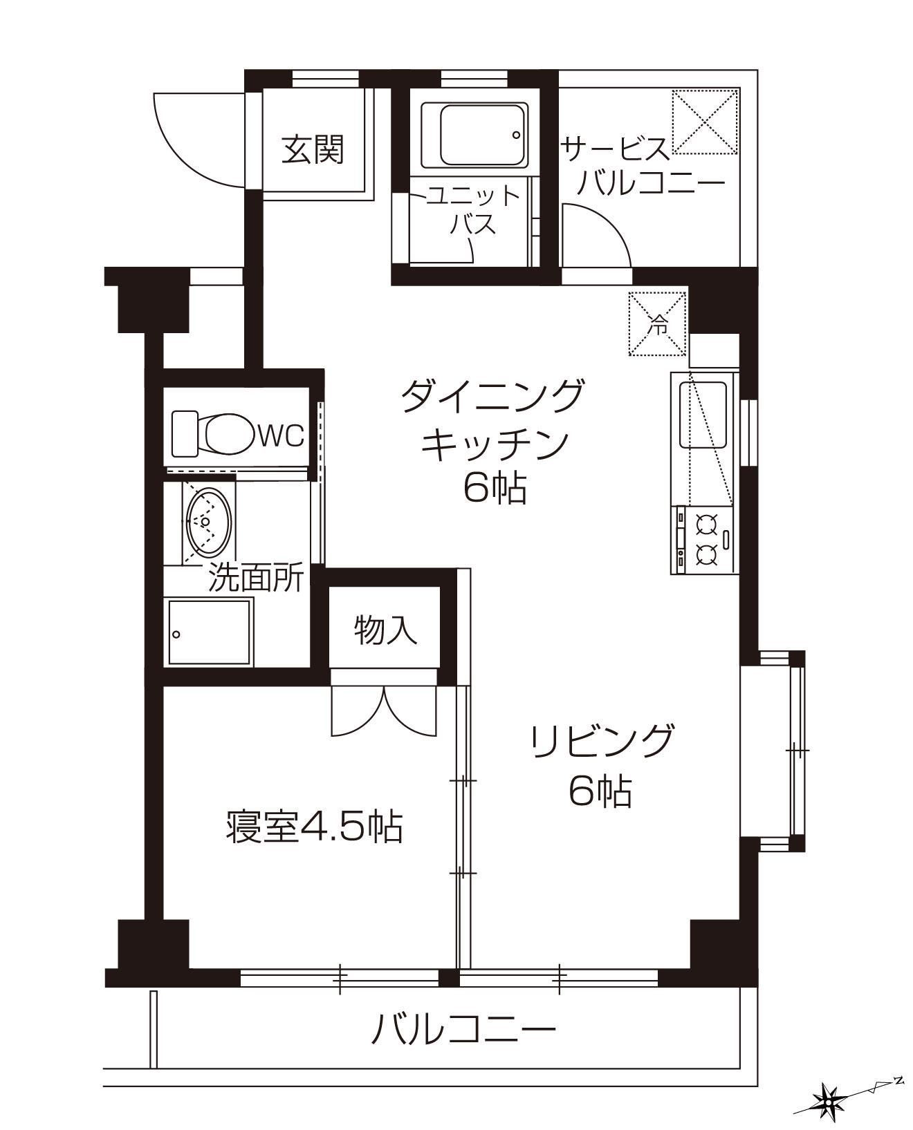 タウンベルハイツ(1LDK/7階)の間取り写真