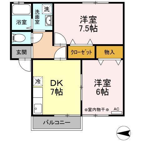 アネックス将軍野(2DK/2階)の間取り写真