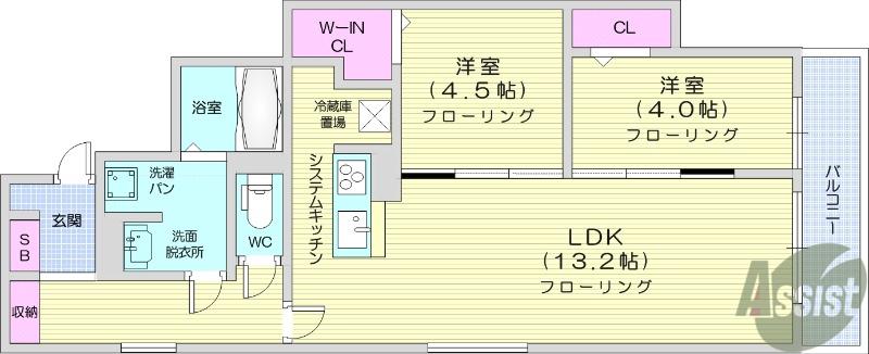D-ROOM八本松1丁目(2LDK/1階)の間取り写真