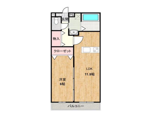ディアコート桜(1LDK/3階)の間取り写真