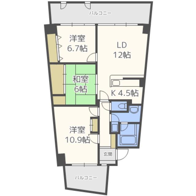 アイランドシティインフィニガーデンサウス棟(3LDK/3階)の間取り写真