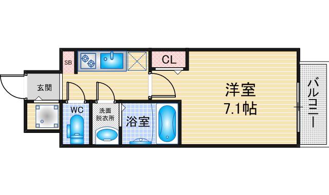 S-RESIDENCE名古屋菊井ALINE(1K/13階)の間取り写真