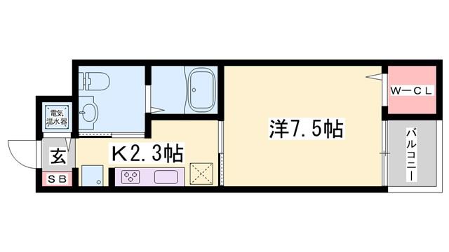 ワイズ オブリガード(1K/1階)の間取り写真
