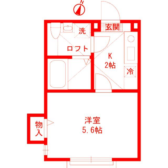 ソレイユ追浜(1K/2階)の間取り写真