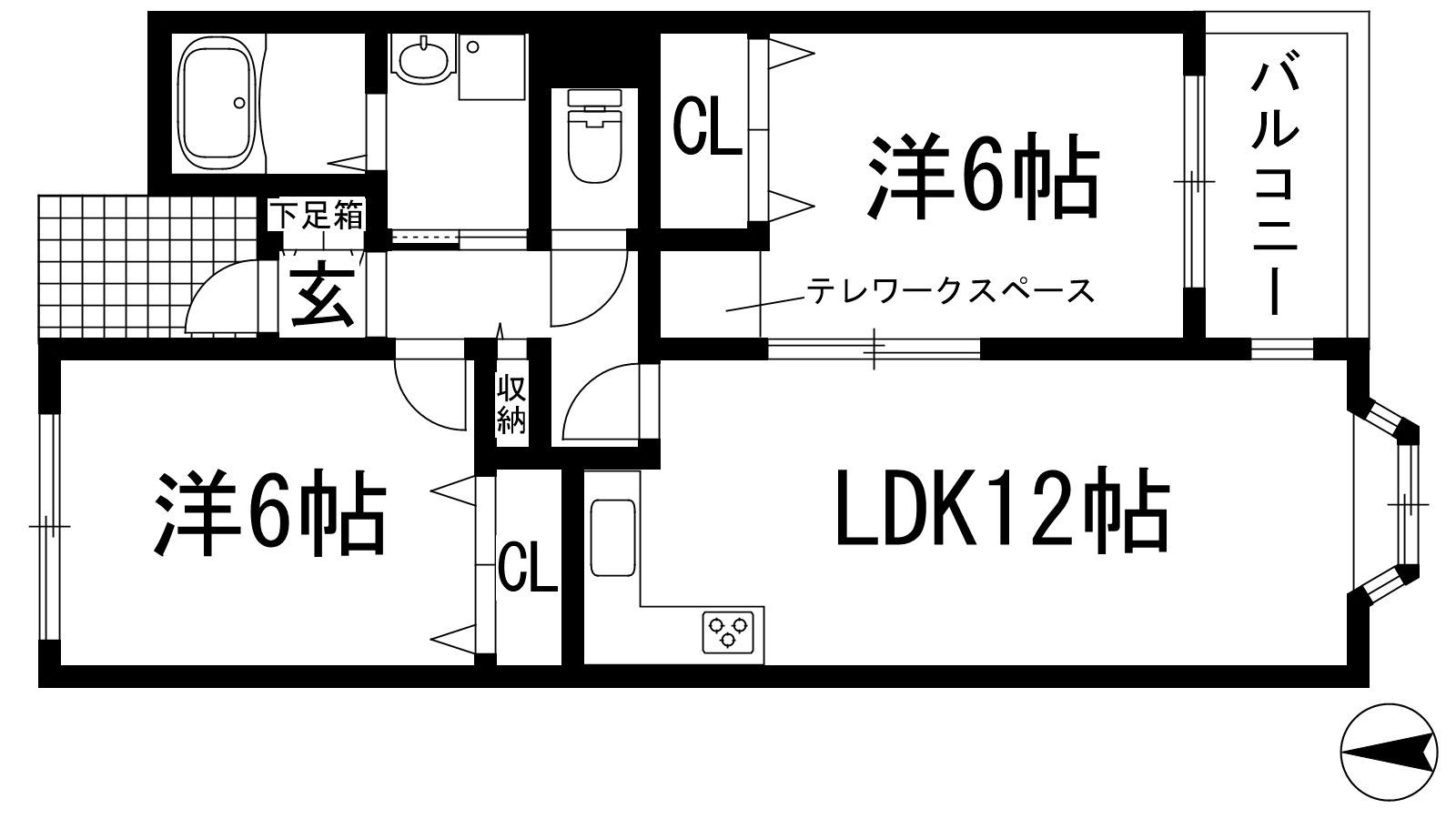 アウフヘーベン東宝塚(2LDK/4階)の間取り写真