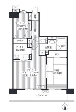 アイリス壱番館(1SLDK/3階)の間取り写真