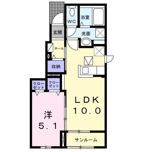 グラシオッソ坂井 I(1LDK/1階)の間取り写真