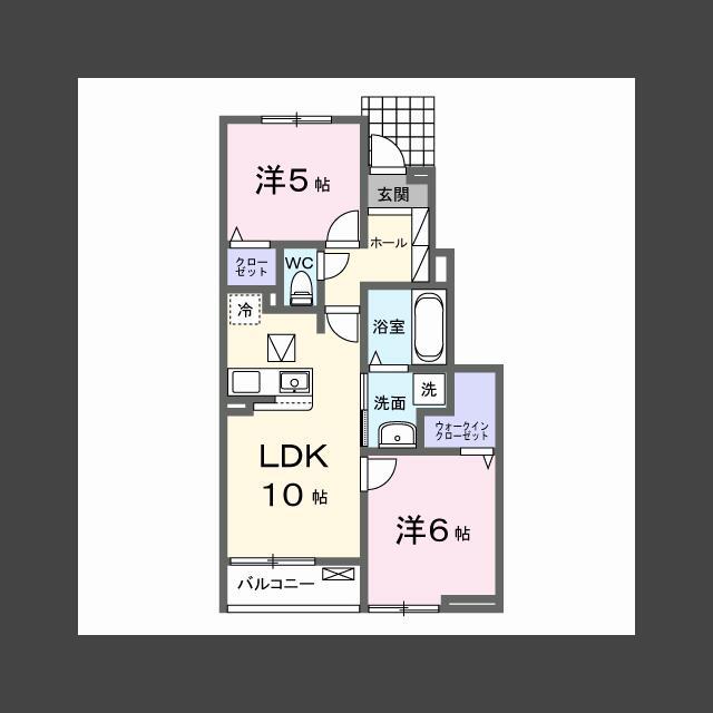 グランフェリシア石巻B(2LDK/1階)の間取り写真