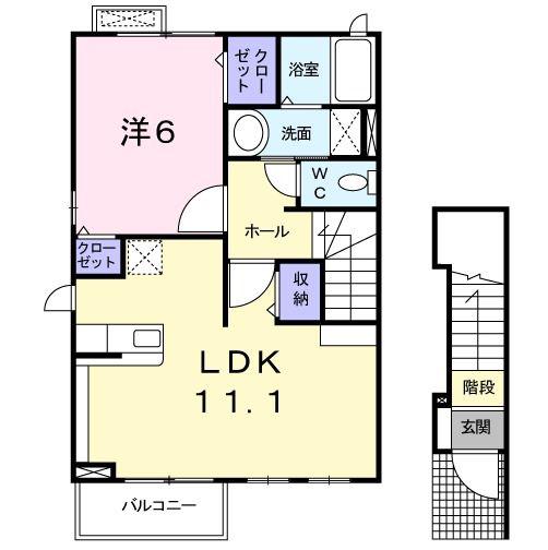 サンリット・M(1LDK/2階)の間取り写真