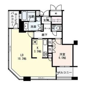 ディーグラフォート大阪N.Y.タワーHIGOBASHI(1LDK/27階)の間取り写真