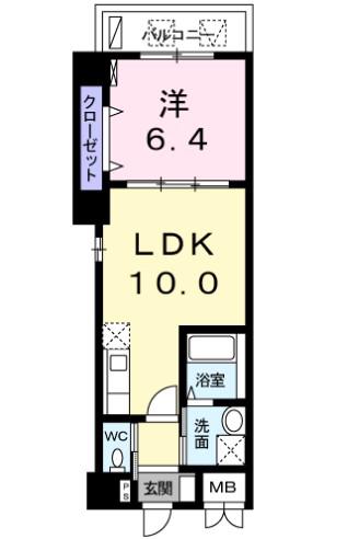 フレスクーラ神楽坂(1LDK/4階)の間取り写真