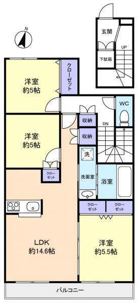 ALCYONE SHIZU(3LDK/2階)の間取り写真