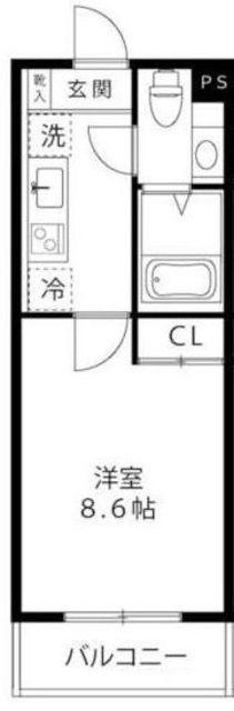 LOCS SHINYURIGAOKA(1K/4階)の間取り写真