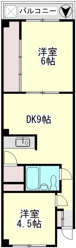 マンションシルビア(2DK/3階)の間取り写真