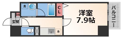 アンビション(1K/4階)の間取り写真