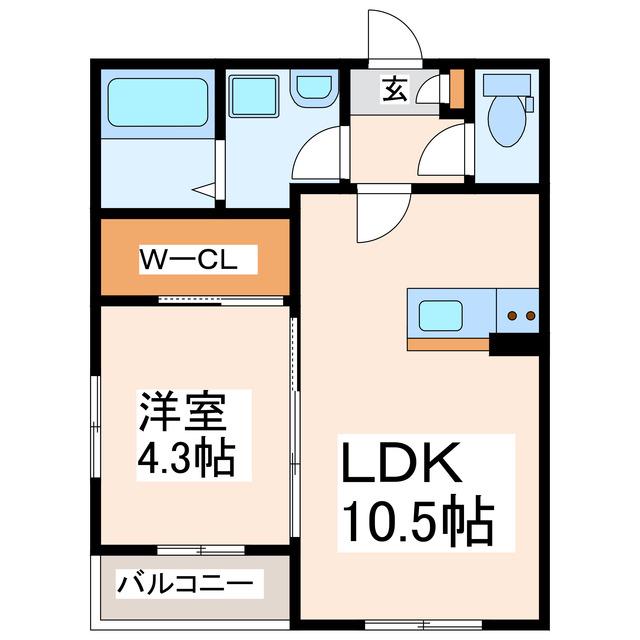 BRAVEBASE砂原II(1LDK/2階)の間取り写真
