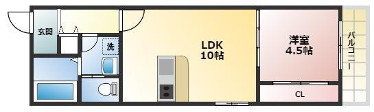ソリティア西宮(1LDK/2階)の間取り写真
