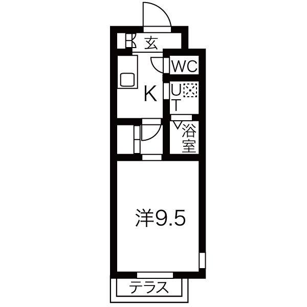 カーササクラ2番館(1K/4階)の間取り写真