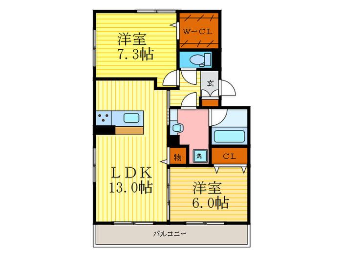 DANRANII(2LDK/2階)の間取り写真