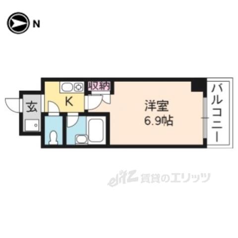 サンシティ四条西洞院(1K/8階)の間取り写真