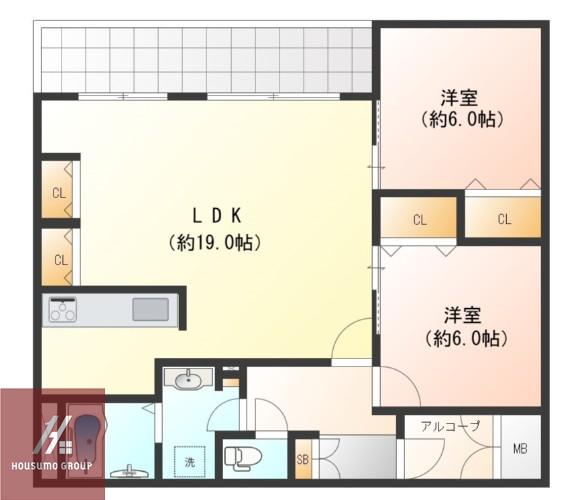 ル・グランデ新大阪南(2LDK/9階)の間取り写真