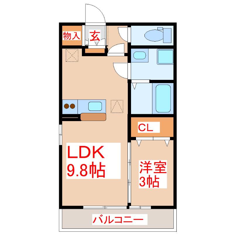 ナチュール清和(1LDK/1階)の間取り写真
