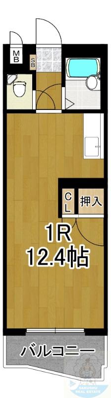 ロイヤルハイツ和白(ワンルーム/3階)の間取り写真