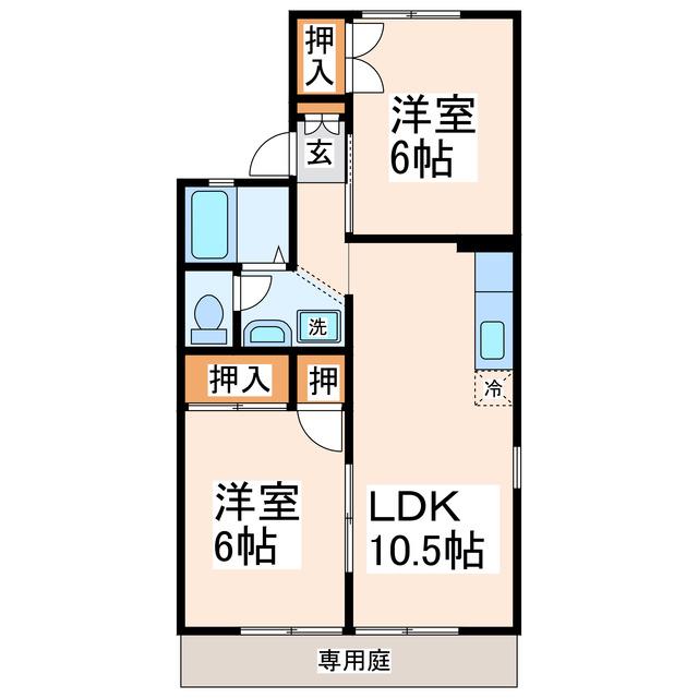 アムールビブレ(2LDK/1階)の間取り写真