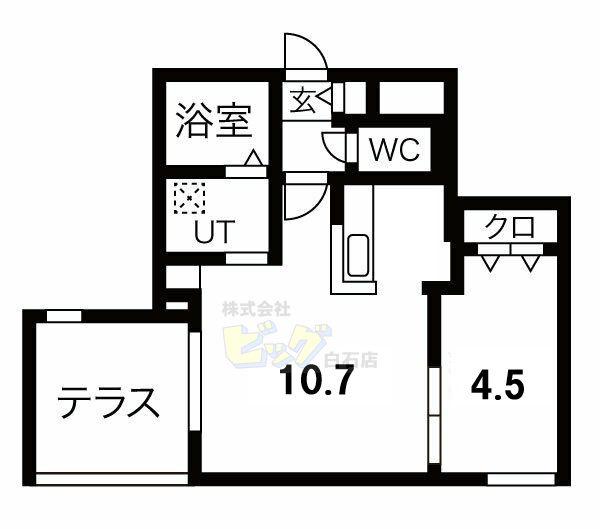 ブランシャールCIEL学園前(1LDK/1階)の間取り写真