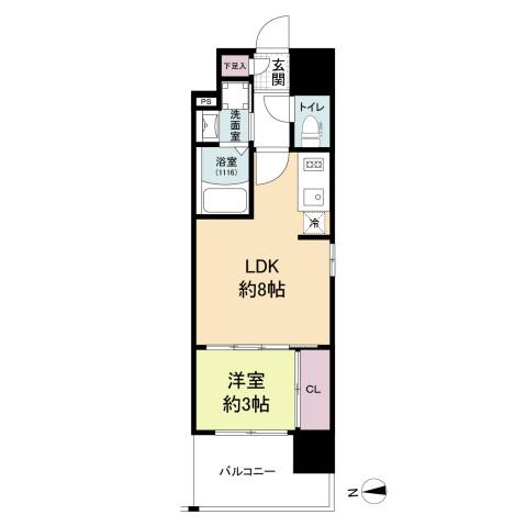 LIVECASA鶴見町(1LDK/2階)の間取り写真