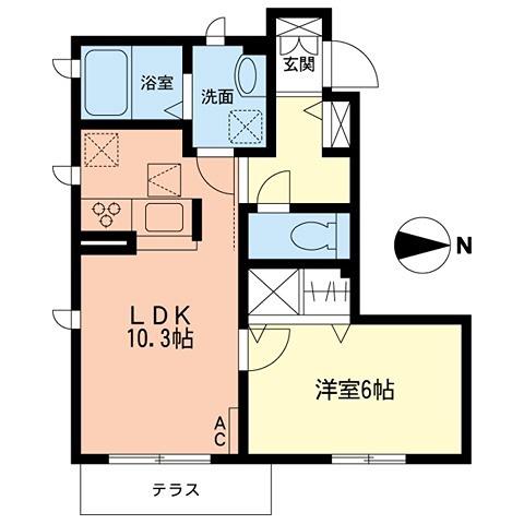 アロンド(1LDK/1階)の間取り写真